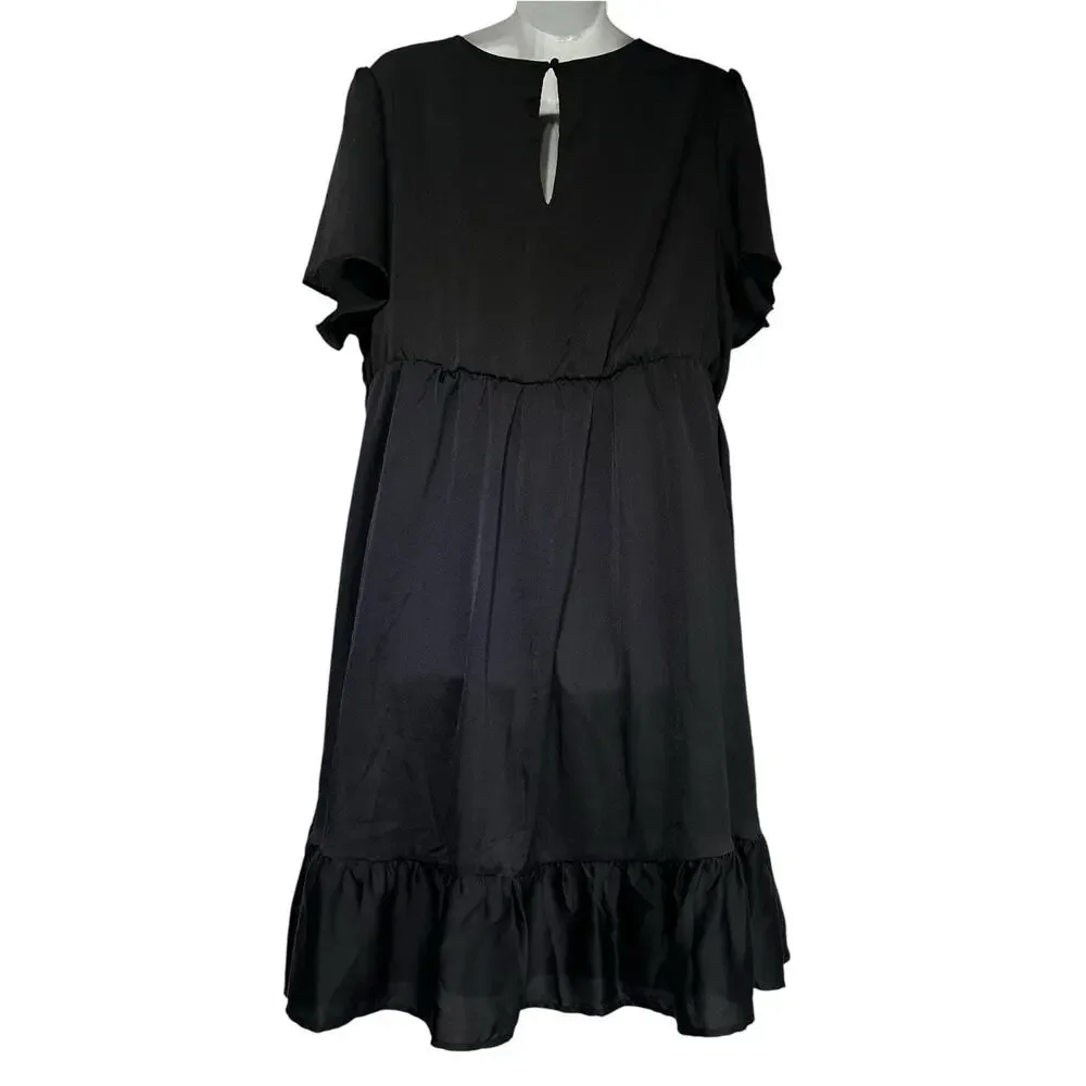 Torrid Black Mini Bubble Charmeuse Faux Wrap Dress Size 3XL